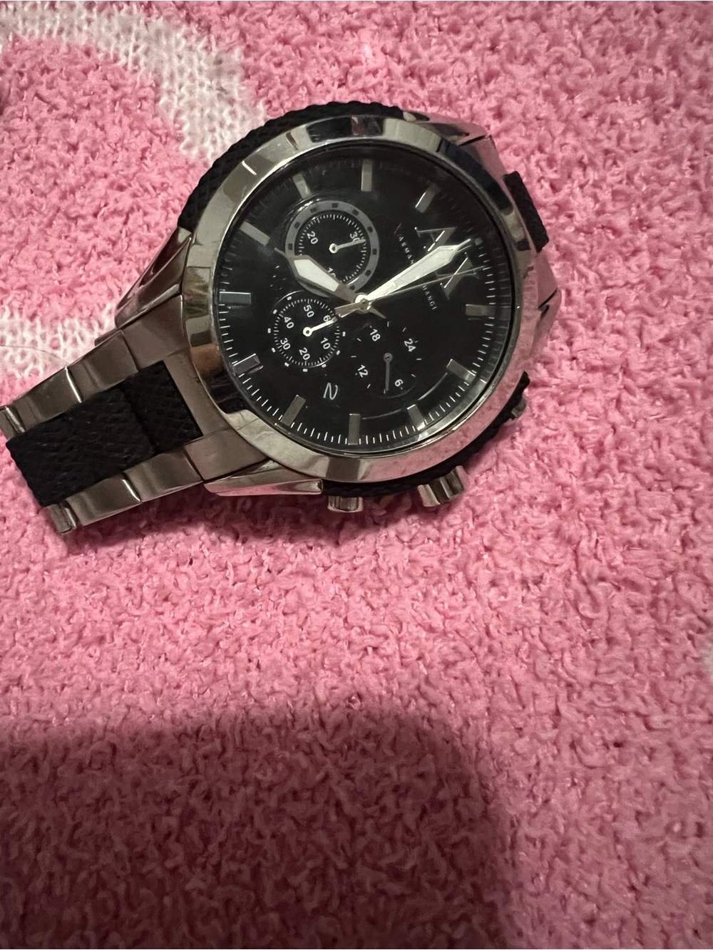 Armani exchange Black Dial Stainless Steel Chronograph Watch
